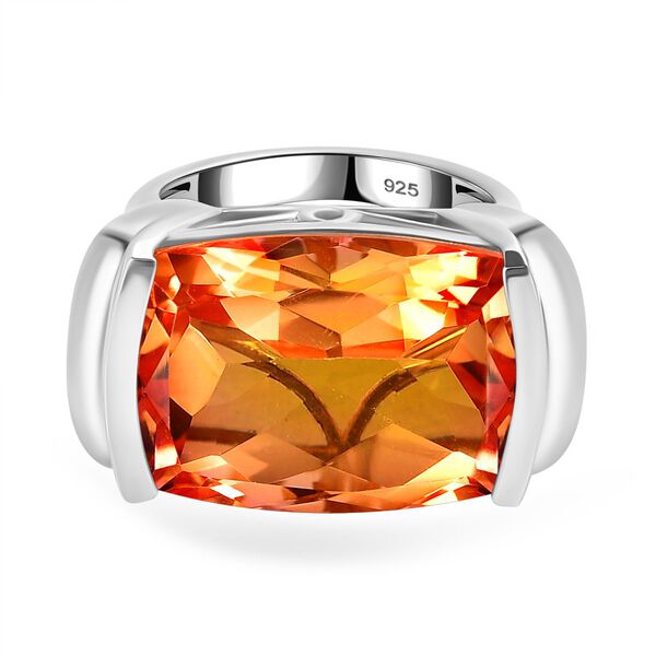 Padparadscha Quarz Triplette Ring 925 Silber rhodiniert (Gr&ouml;&szlig;e 18.00) ca. 23,23 ct