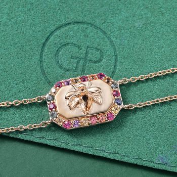 Giuseppe Perez AA Citrin, Mehrfarbig Saphir Armband ca. 19 cm 925 Silber 750 Gelbgold Vermeil ca. 1.19 ct