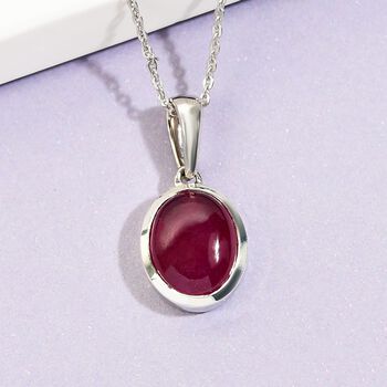 Afrikanischer Rubin-Solit&auml;r-Anh&auml;nger mit Kette in Silber, 4,12 ct.