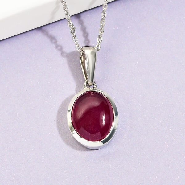 Afrikanischer Rubin-Solit&auml;r-Anh&auml;nger mit Kette in Silber, 4,12 ct. image number 3