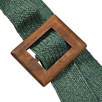 Elastischer G&uuml;rtel mit Holzschnalle, Gr&uuml;n