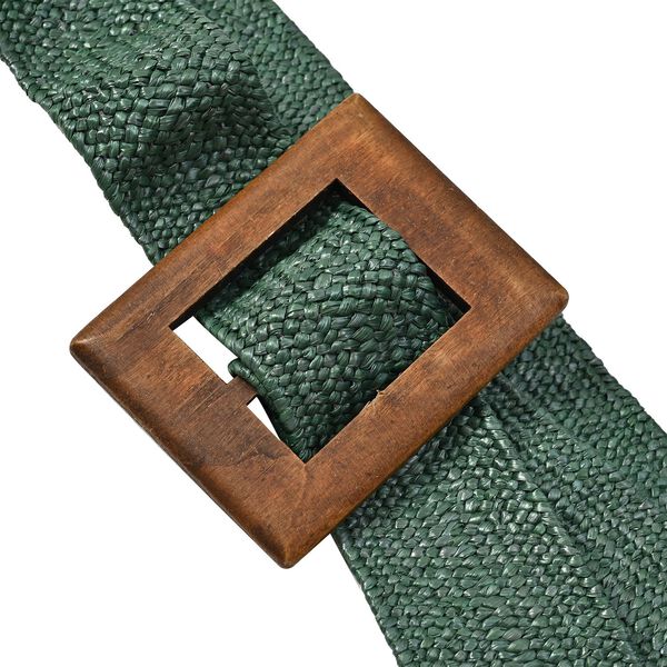 Elastischer G&uuml;rtel mit Holzschnalle, Gr&uuml;n image number 2