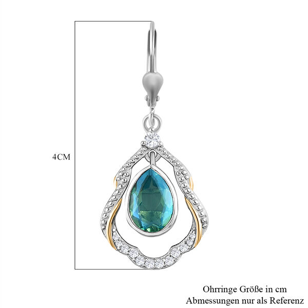 Pfau Triplett Quarz und Zirkon-Ohrringe, 925 Silber Bicolor, ca. 4,83 ct image number 6