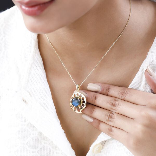 GP Bella Italia Kollektion - Labradorit, Kanchanaburi blauer Saphir und Zirkon-Kette mit Anh&auml;nger - 5,59 ct. image number 1