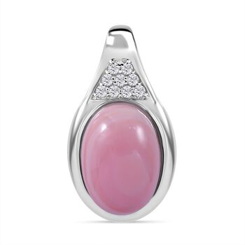 AA Rosa Konch-Perlmutter, Wei&szlig;er Zirkon Anh&auml;nger 925 Silber rhodiniert