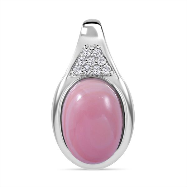 AA Rosa Konch-Perlmutter, Wei&szlig;er Zirkon Anh&auml;nger 925 Silber rhodiniert