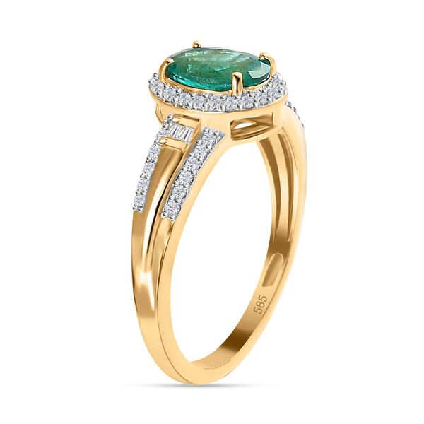AAA Kagem sambischer Smaragd und Diamant-Ring in 585 Gelbgold - 1,38 ct. image number 5