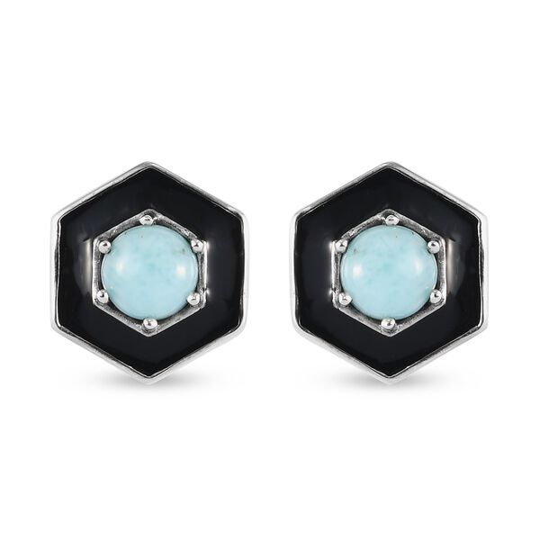 Larimar Ohrstecker 925 Silber platiniert ca. 1,13 ct