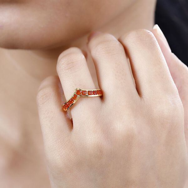 Salamanca Feueropal Ring 925 Silber vergoldet (Gr&ouml;&szlig;e 19.00) ca. 0.69 ct image number 3