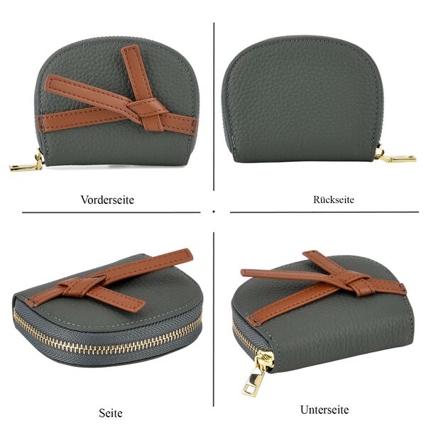 "Genuine Leather card holder with RFID Color: Blue Size:10.5*8.5*2.5cm        Wall: Genuine Leather Lining: Polyester Exterior:zipped-1 Interior: card slot-12" image number 4