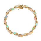 AA Natürlicher, äthiopischer Welo Opal, Weißer Zirkon Armband, ca. 19 cm, 925 Silber Gelbgold Vermeil, ca. 5.71 ct