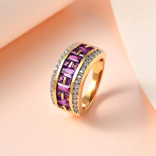 Afrikanischer Amethyst Ring, 925 Silber vergoldet (Größe 21.00) ca. 2.30 ct image number 1