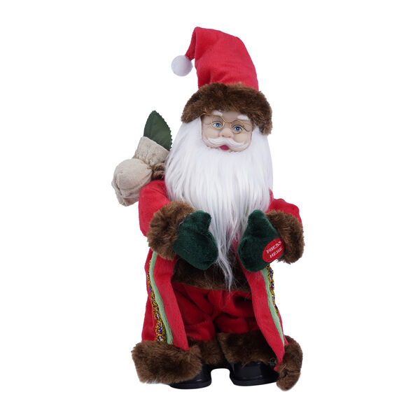 Tanzender Weihnachtsmann, 3xAA Batterie (nicht inkl.), Gr&ouml;&szlig;e 12x10x30 cm, Rot und Gr&uuml;n