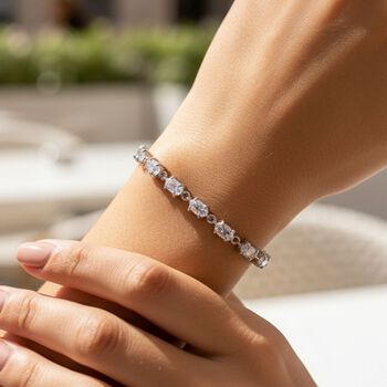 Lustro Stella Wei&szlig;er Zirkonia Armband ca. 18 cm 925 Silber rhodiniert