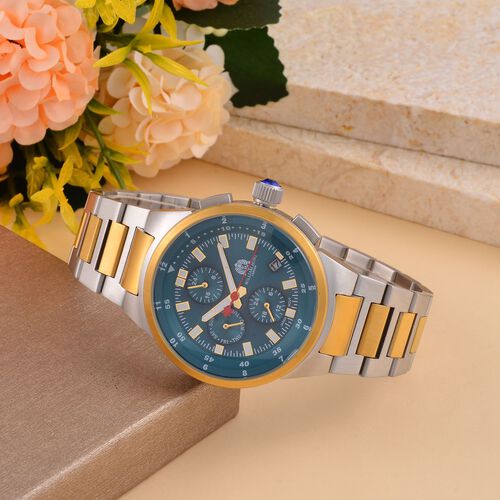 Blauer Kristall Uhren WA8.75 cm Reiner Edelstahl Bicolor image number 1