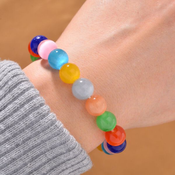 Flexibles mehrfarbiges Katzenaugen Armband mit Chatoyance-Effekt image number 2