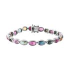 Natürliches mehrfahrbiges Turmalin-Armband, ca. 20 cm, 925 Silber rhodiniert ca. 19.80 ct