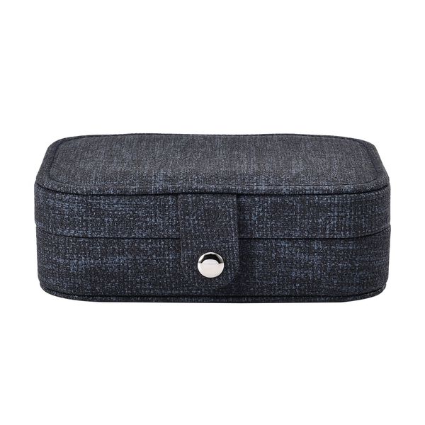 Schmuck Organizer aus naturfreundlichem Kunstleder mit Knopfverschluss, 16x11,5x5,5cm, Schwarz image number 2