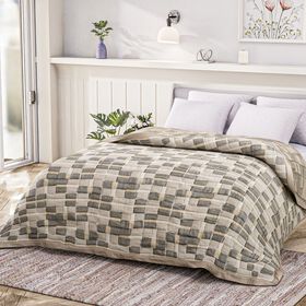 Luxus Jacquard Decke, fein gemustert, 2200 g Poly Füllung, 200 x 230 cm, Grau