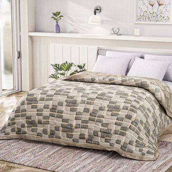 Luxus Jacquard Decke, fein gemustert, 2200 g Poly F&uuml;llung, 200 x 230 cm, Grau