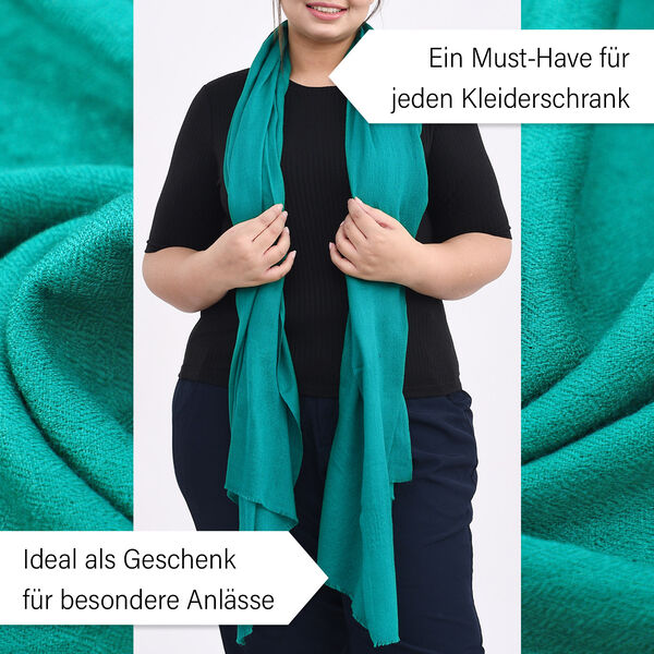 LA MAREY - Luxuriöser und weicher Schal aus 100 % Kaschmirwolle, 70 x 195 cm, türkis blau image number 2