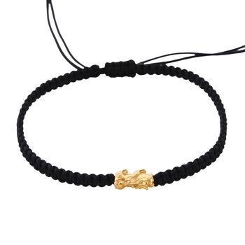 999 Gold Pixiu Armband, Flexibles, Schwarz