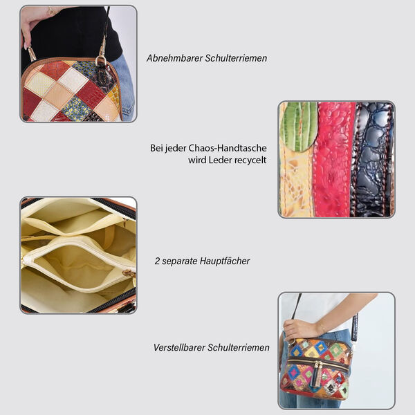 Chaos by Elsie- Echtleder Crossbody Bag mit RFID-Schutz und Kroko-Prägung, Rautenmuster image number 3