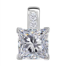 LUSTRO STELLA - Weißer Zirkonia Anhänger, 925 Silber