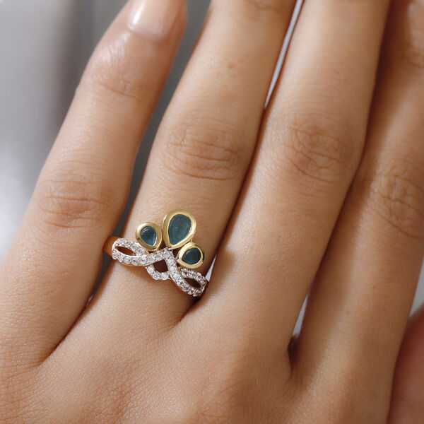 Grandidierit und Zirkon Ring 925 Silber vergoldet  ca. 0,93 ct image number 3