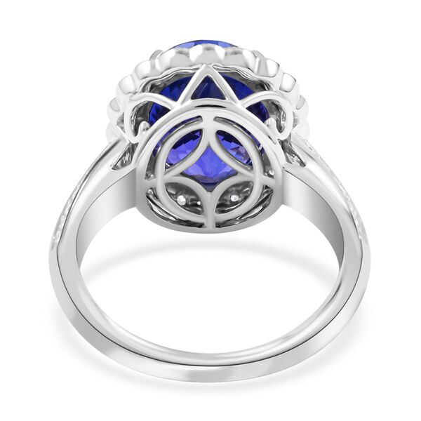 AAAA Tansanit, Wei&szlig;er Diamant Ring 950 Platin (Gr&ouml;&szlig;e 16.50) ca. 7,15 ct image number 5