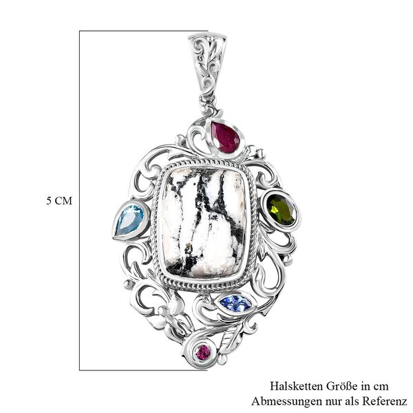 Weißer Büffel und mehrfarbiger Edelsteine-Anhänger - 11,75 ct. image number 6