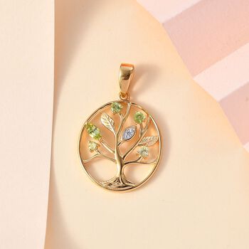 Nat&uuml;rlicher Peridot und Zirkon-Anh&auml;nger - 0,46 ct.