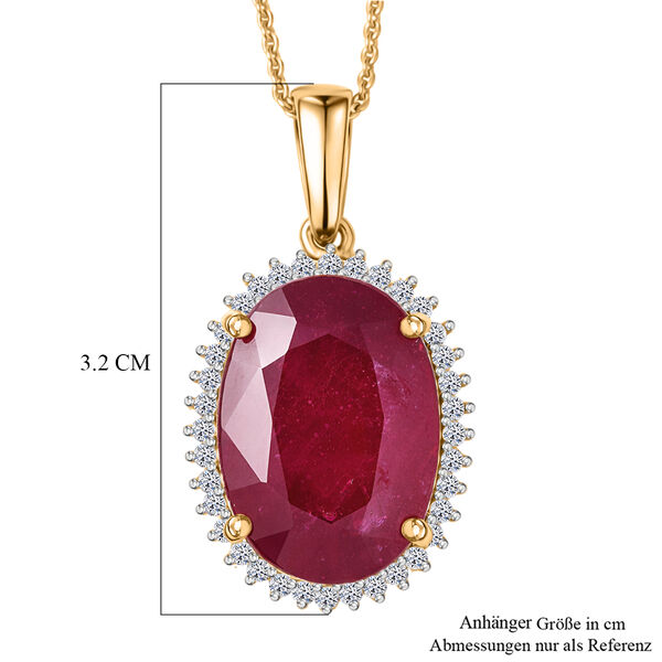 LUXURIANT - AA Niassa Rubin, Lab Grown Diamant Schmuckset ca. 50 cm 925 Silber 750 Gelbgold Vermeil ca. 20,84 ct. image number 5