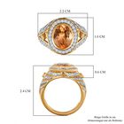 Ceylon kaiserlicher Granat, weißer Zirkon Ring, 925 Silber Gelbgold Vermeil, (Größe 20.00) ca. 3.89 ct image number 6