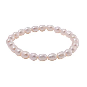 Wei&szlig;es S&uuml;&szlig;wasser Perle Armband, Flexibel