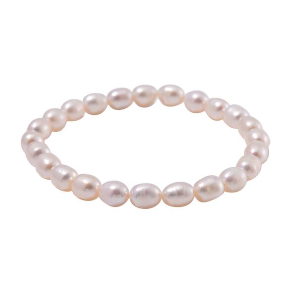 Wei&szlig;es S&uuml;&szlig;wasser Perle Armband, Flexibel