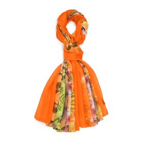 LA MAREY -Chiffonschal aus 100% Maulbeerseide mit Floralem Muster
