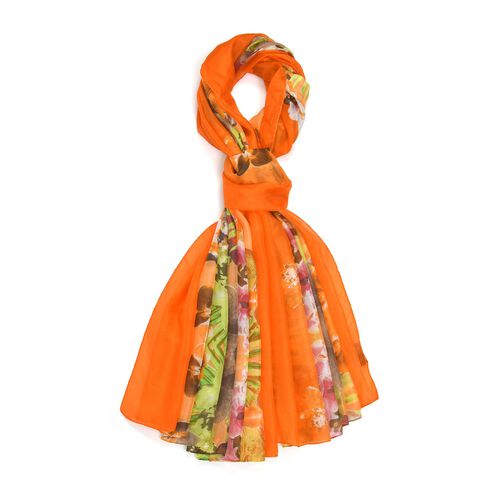LA MAREY -Chiffonschal aus 100% Maulbeerseide mit Floralem Muster image number 0