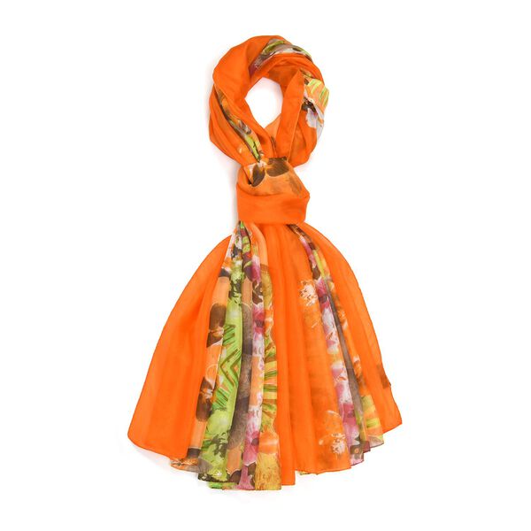 LA MAREY -Chiffonschal aus 100% Maulbeerseide mit Floralem Muster image number 0
