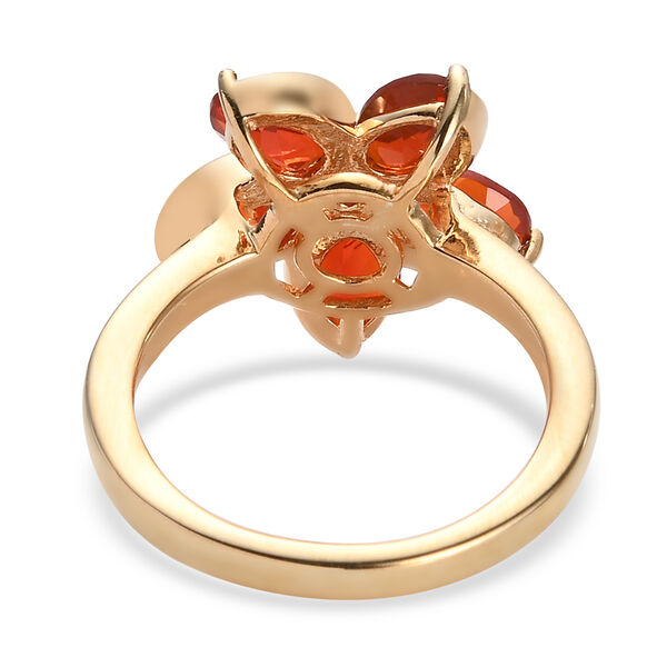 Mexikanischer Kirschfeuer-Opal Blumen Ring 925 Silber vergoldet  ca. 1,29 ct image number 6
