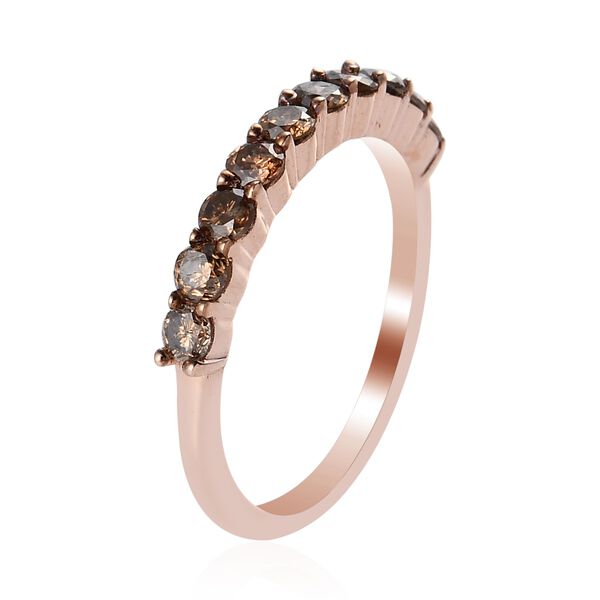 Champagner Diamant Half Eternity Ring 925 Silber Rose Gold Vermeil image number 5