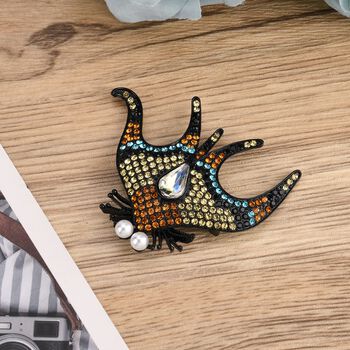 Kunststoff Perle und mehrfarbige Kristall-Brosche