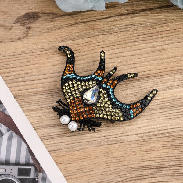 Kunststoff Perle und mehrfarbige Kristall-Brosche image number 2