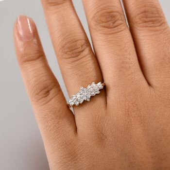 LUXURIANT SI-GH Labor Diamant Ballerina Ring, 925 Silber 750 Gelbgold Vermeil - 0,50 ct.