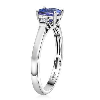 Rhapsody AAAA Tansanit, Wei&szlig;er Diamant Ring 950 Platin (Gr&ouml;&szlig;e 17.00) ca. 2,06 ct