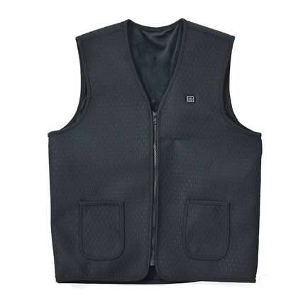 Beheizbare Weste mit Pl&uuml;schfutter, 5 Heizbereiche, 5000 mAh Powerbank, Gr&ouml;&szlig;e S/M, Schwarz