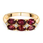 AAA Orissa Rose Granat, Weißer Zirkon Ring, 925 Silber Gelbgold Vermeil (Größe 21.00) ca. 2.12 ct image number 0