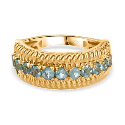 Paraiba-Apatit Ring, 925 Silber Gelbgold Vermeil (Gr&ouml;&szlig;e 19.00) ca. 0.86 ct