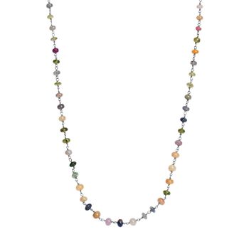 Mehrfarbige Saphir-Halskette, ca. 50 cm, 925 Silber ca. 27.00 ct