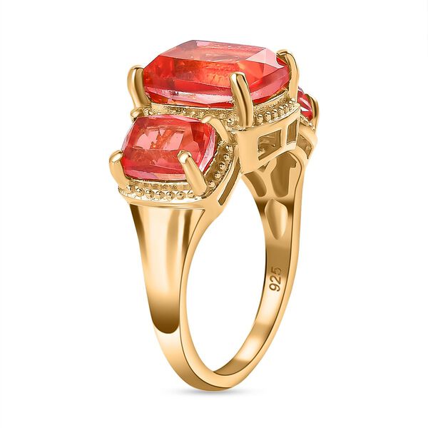Padparadscha Quarz Triplette Ring 925 Silber 750 Gelbgold Vermeil (Größe 17.00) ca. 5,83 ct image number 5